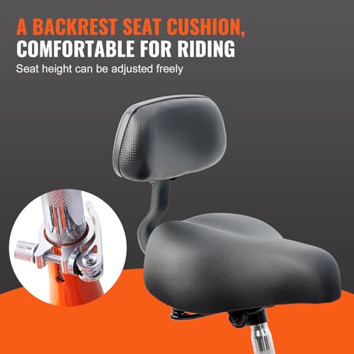 VEVOR Adult Tricycle 24 Inch 3-Wheel Aluminum Cruiser Bike with Basket, Orange B178