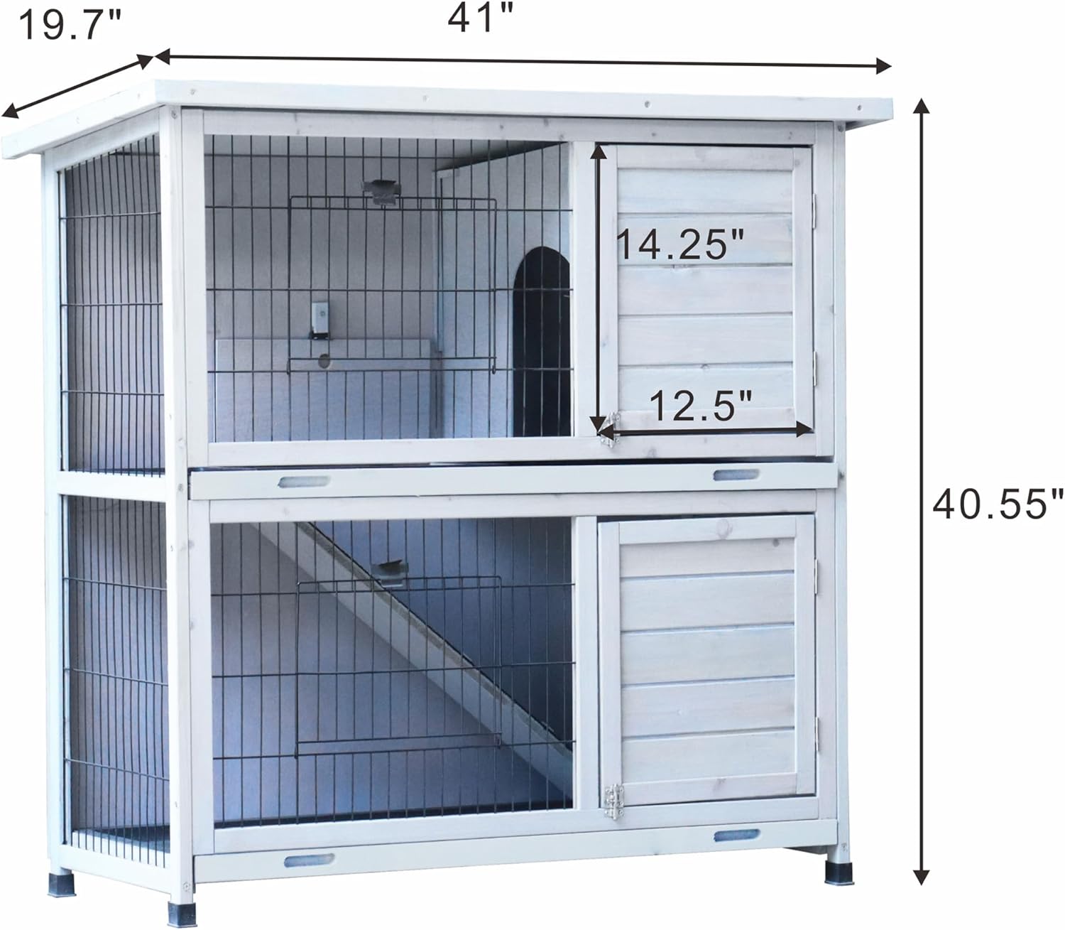 41" 2-Story Weatherproof Rabbit Hutch with Removable Trays G365258