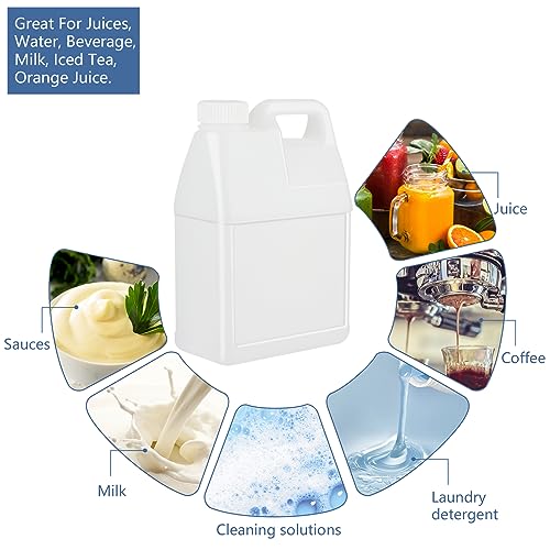 2.5 Gallon Clear Plastic Jugs with Lids, HDPE Containers F9409