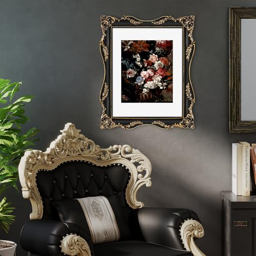 Black Vintage Picture Frame with Mat for 5x7 or 8x10 Photos E9622