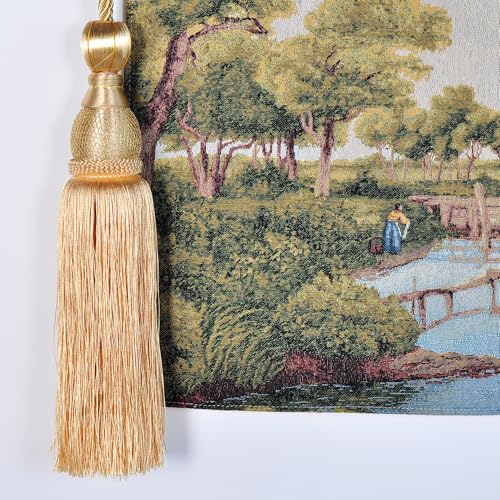 Vintage Nature Tapestry Wall Hanging with Telescopic Rod & Tassels I9744