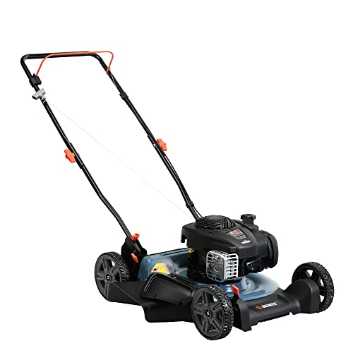 SENIX LSPG-M7 21-Inch Gas Push Lawn Mower with 140 cc 4-Cycle Briggs & Stratton Engine, Bagging, Mulching, and Side Discharge, 6-Position Dual Lever Height Adjustment