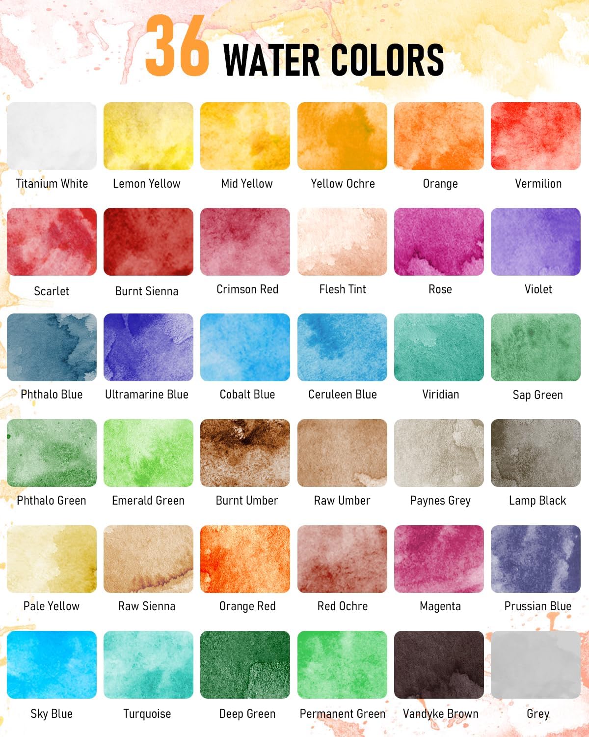 Nicpro Watercolor Paint Tubes Kit, 36 Colors with Paper, Brushes & Palettes F597