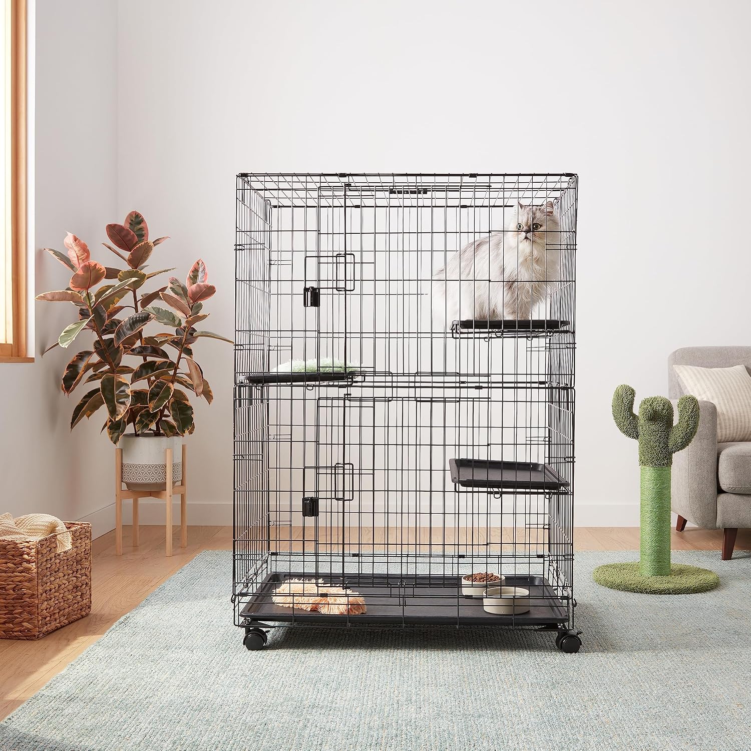 Amazon Basics 3-Tier Cat Cage Playpen, Black M257