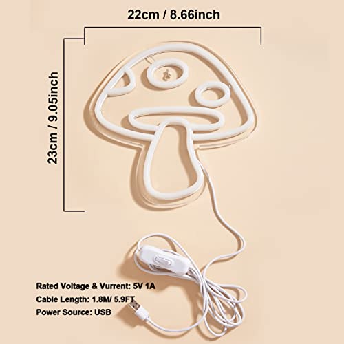 LED Neon Mushroom Sign USB Powered Night Light for Kids Room Decor F370