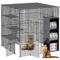Large Cat Cage Enclosure Indoor DIY Cat Playpen Pet Home Small Animal House Detachable Metal Wire Kennels Crate Large Exercise Place Ideal for 1-4 Cat, White (41x41x55-White)
