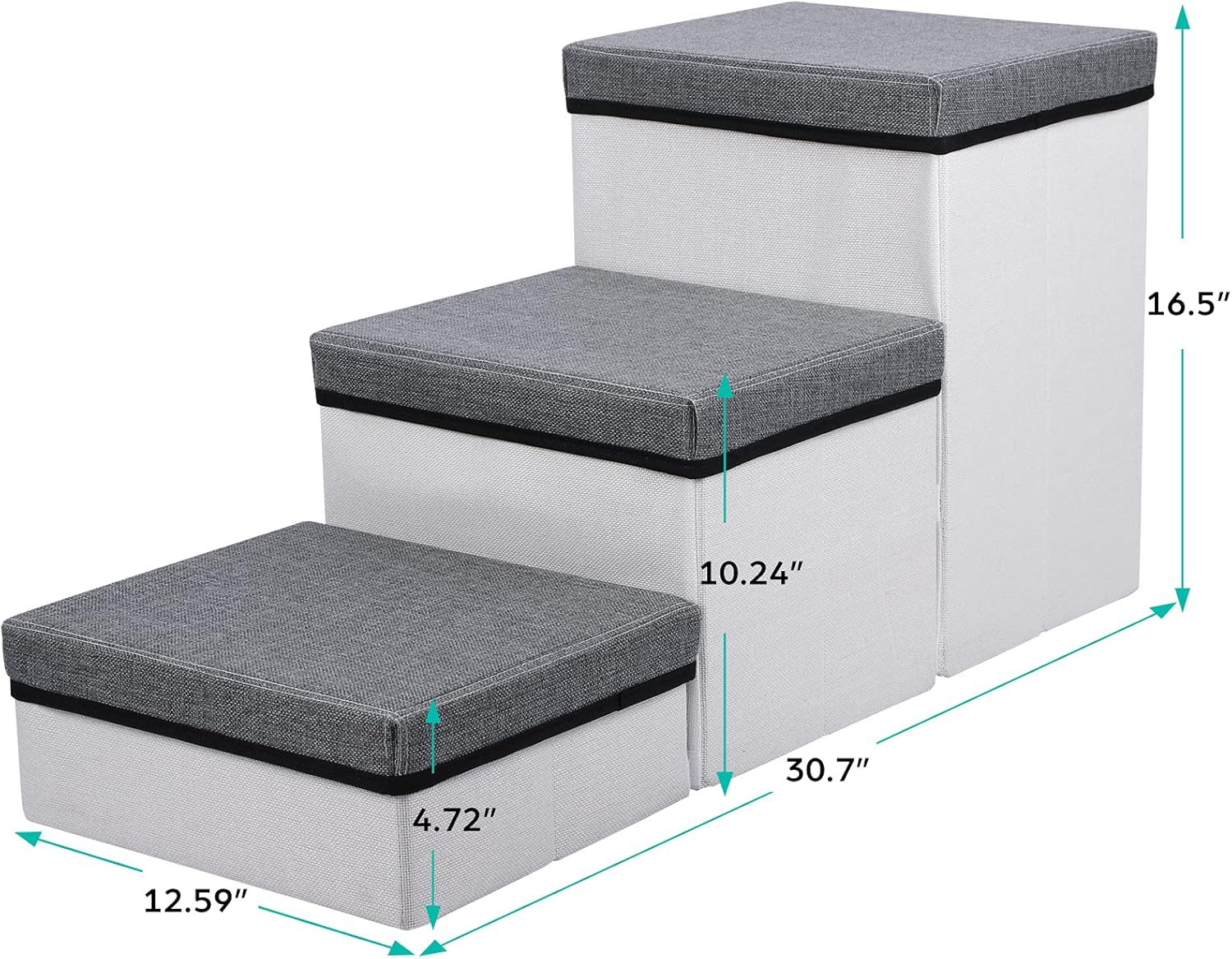 Folding Pet Stairs,3 Steps Foldable Dogs Stair for Small to Medium Dog and Pet, Pet Storage Stepper for High beds Sofa, Holding up to 50 lbs Pet Dog Cat(Grey)