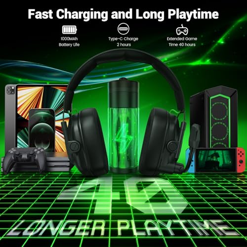 Wireless Gaming Headset with Noise Canceling Mic for PC, PS5, PS4, Switch, Mac B84241