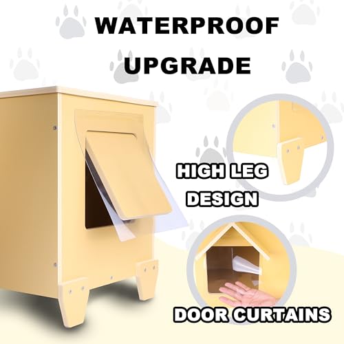 Outdoor Cat House Wooden Feral Cat Shelter with Escape Door L75941