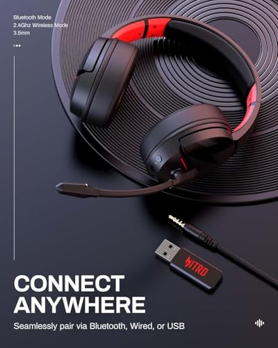 acer Wireless Gaming Headset for PS5, PC, Switch, Bluetooth 5.3, Noise Canceling Mic, Black X39806