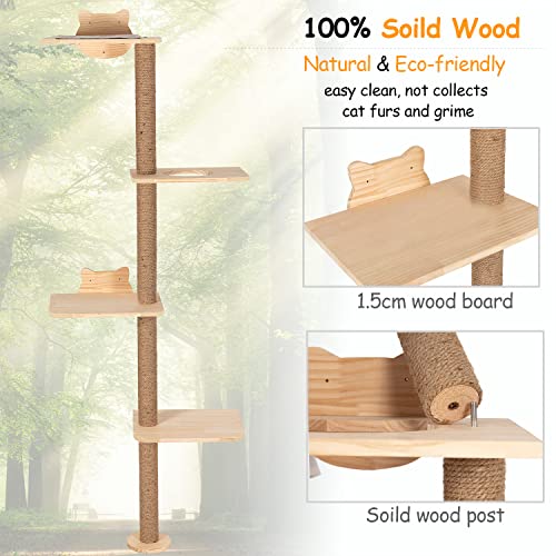 Wall Mounted Cat Tree Tall Scratching Post for Indoor Cats P2727