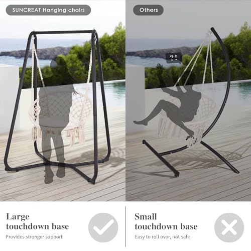 SUNCREAT Hammock Chair with Stand, Heavy Duty, 330 lbs Capacity, Grey W3890