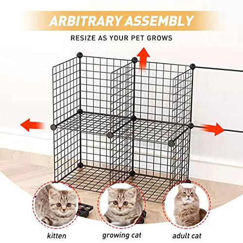 Large Cat Cage Enclosure Indoor DIY Cat Playpen Pet Home Detachable Metal Wire Kennel Crate White P381448
