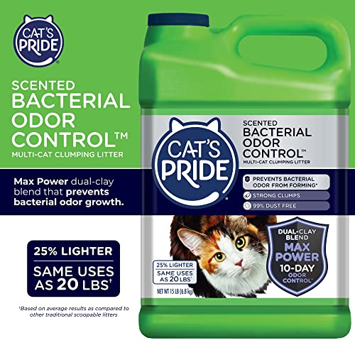 Cat's Pride Max Power Unscented Multi-Cat Clumping Litter, 15 lbs (Pack of 2) O83821