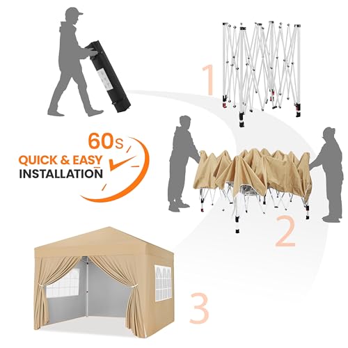 Yaheetech 10x10 Pop Up Canopy with 4 Removable Sidewalls, White F109731