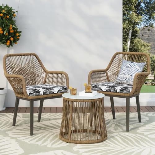 Favoyard Patio Chair Cushions 19 x 19 x 3 Inch Waterproof Outdoor Set of 2, Beige Q67095