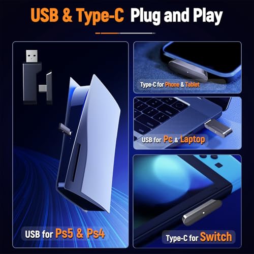 2.4GHz Wireless Gaming Headset for PC PS5 PS4 with Flip Microphone M29946