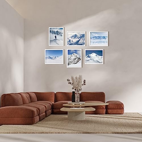 Egofine 8x10 Picture Frames Set of 6, Solid Wood with Plexiglass, White T6319