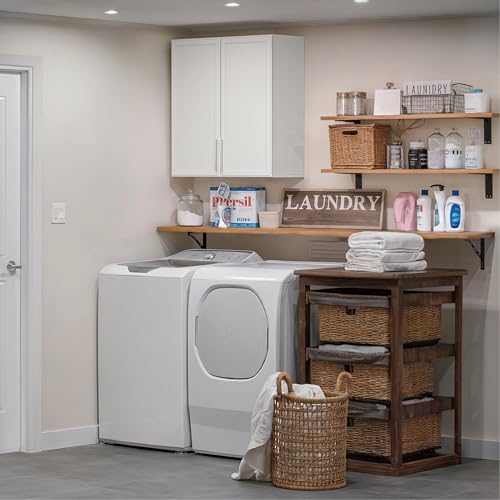 Wall Storage Cabinet with Two Shaker Doors and Shelf, Grey, 24"W, 2 Pcs N34755