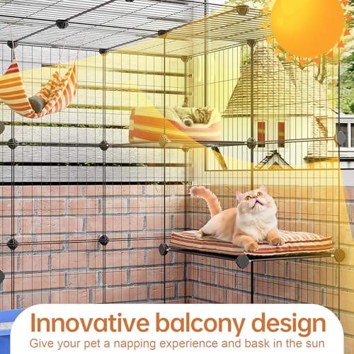 Oneluck 3-Tier Cat Cage Indoor Enclosure DIY Cat Playpen Catio Detachable Metal Wire Kennel D404