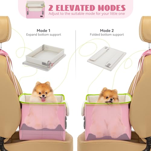 PETSFIT Dog Booster Car Seat, Waterproof PU Leather, Medium Grey J3026