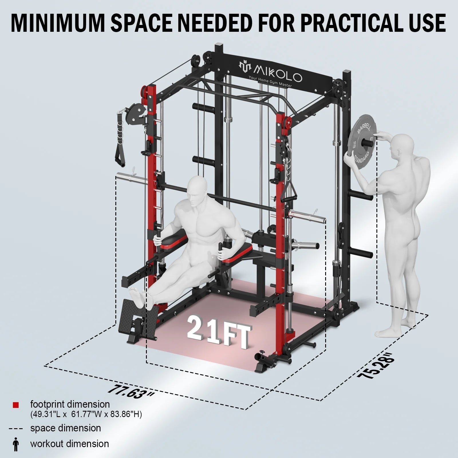 Mikolo Smith Machine Home Gym with 800 lbs Weight Bench Combo B9273