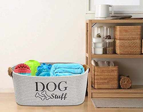 Cotton Rope Dog Toy Storage Bin for Pets, Gray S9763