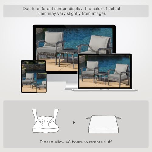 Favoyard Patio Chair Cushions 19 x 19 x 3 Inch Waterproof Outdoor Set of 2, Beige Q67095