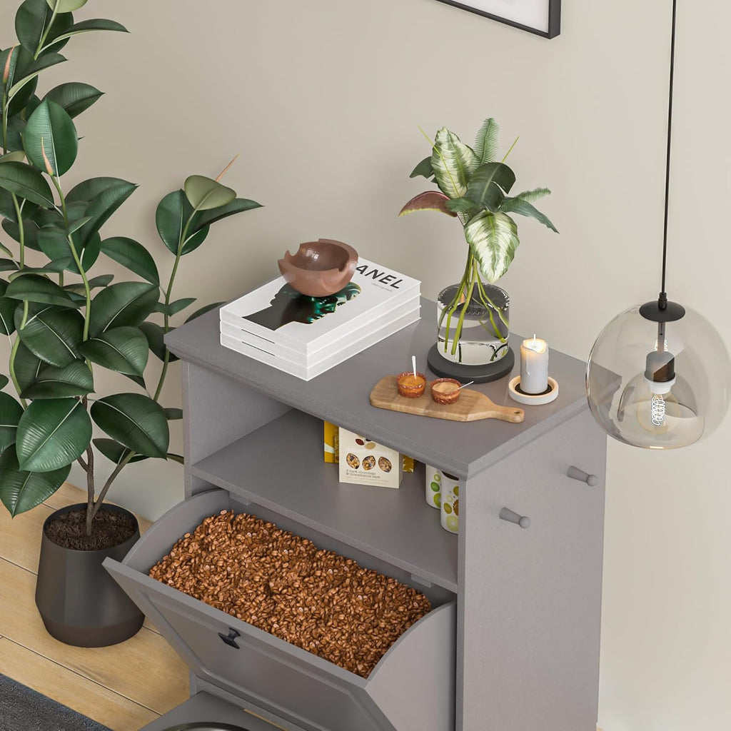 Roomfitters Modern Dog Feeder Station with 2 Raised Bowls, Dark Gray X7396