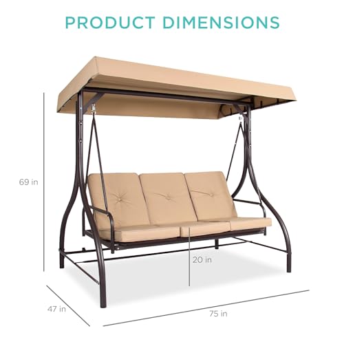 Best Choice Products 3-Seat Outdoor Canopy Swing Glider with Adjustable Shade, Midnight Green A10932