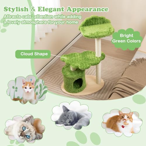 Tangkula Cat Tree Tower, Multi-level Wood Cat Tower with Sisal Scratching Posts, 38 Inch C2485