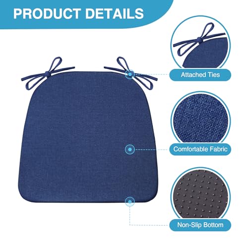Chair Cushions for Dining Chairs Set of 4, Non Slip with Ties, Black H39445