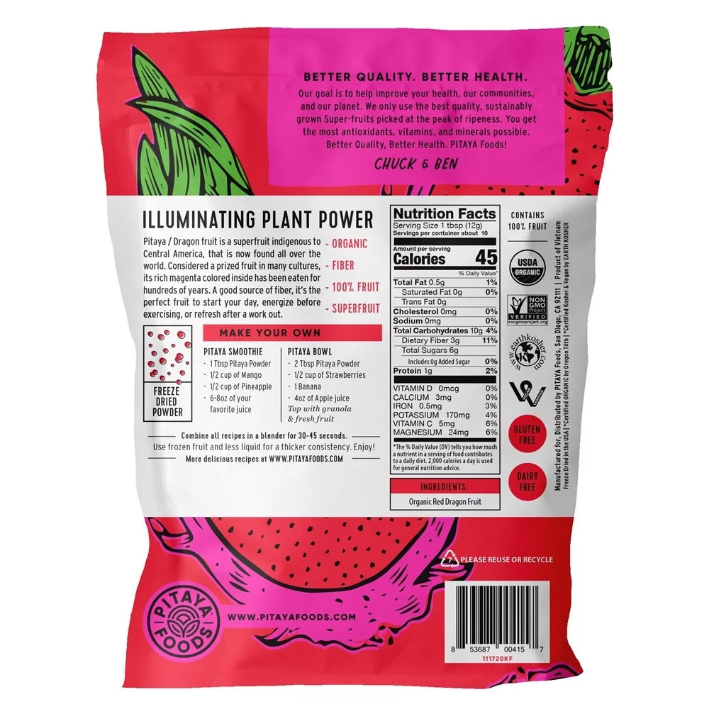Pitaya Plus Organic Dragon Fruit Freeze Dried Powder 4 oz S5558