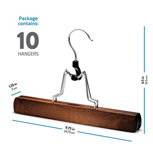 ZOBER Wooden Pants Hangers with Clips 20 Pack Non Slip Skirt Hangers D621003