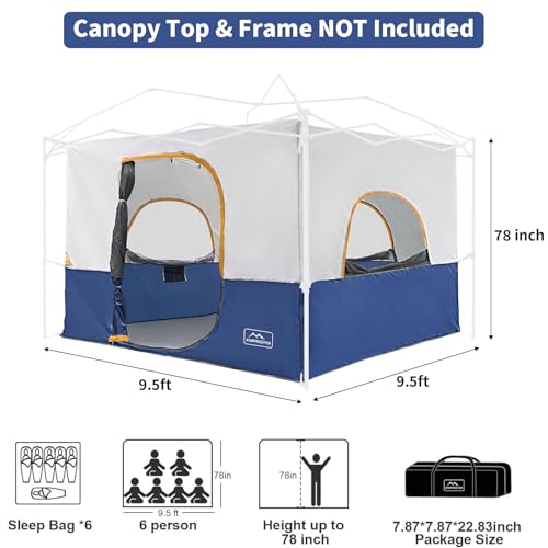 KAMPKEEPER Camping Inner Tent for 10x10 Straight Leg Canopy, Vented Roof, Khaki M60374
