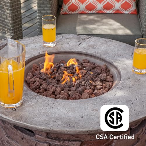 COSIEST Outdoor Propane Fire Pit Table 32-inch Round Concrete with Stainless Steel Burner G864943