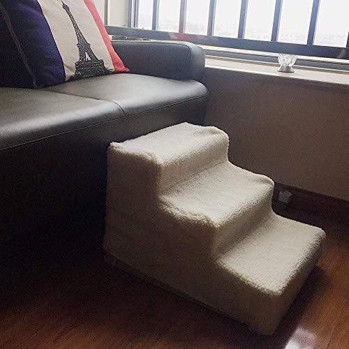 yofit Doggy Steps Non-Slip 3 Step Pet Stairs for Cats and Dogs, Foldable Plastic, Washable Carpet, 50 lbs (Dark) L431