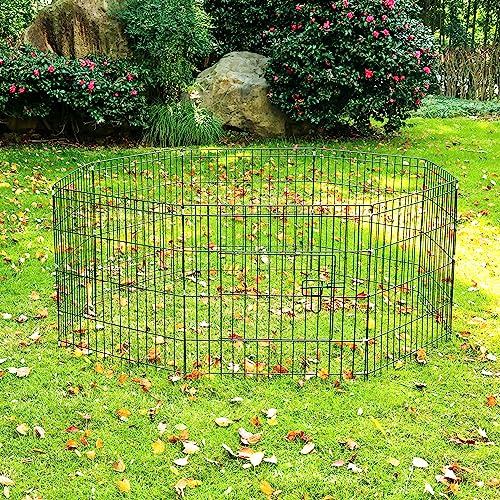 Foldable Metal Pet Play Pen with Door for Dogs, 24-inch Z552