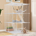YITAHOME Cat Cage Indoor Catio DIY Cat Enclosures Metal Cat Playpen 3-Tiers Kennels Pet Crate with Extra Large Hammock for 1-2 Cats Rabbit White
