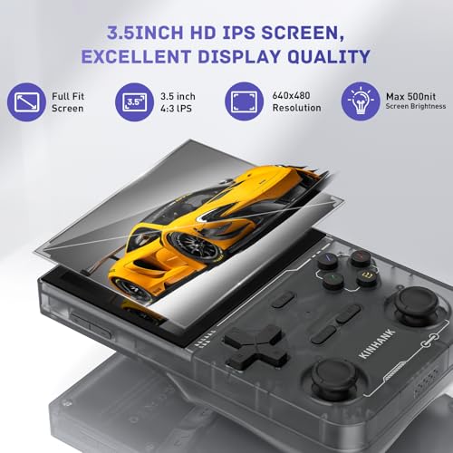 Kinhank K36 Retro Handheld Game Console with 9000+ Games, 64GB TF Card, 3.5 Inch IPS Screen (Black) U2328