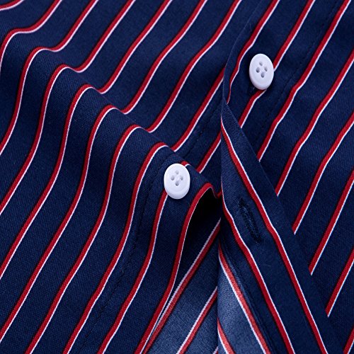 DOKKIA Men's Long Sleeve Striped Button Down Dress Shirt N65911