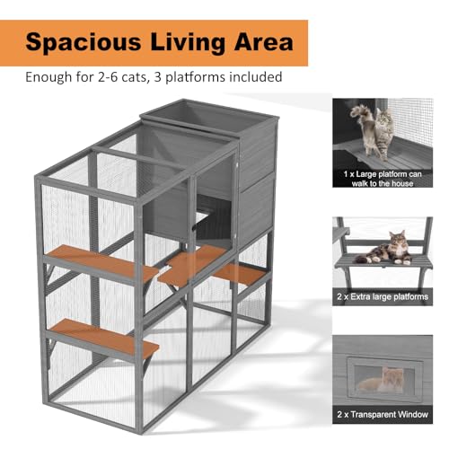 Catio Outdoor Cat Enclosure, Large Walk-in Cat Cage with Waterproof Cover, 72 inch X803947