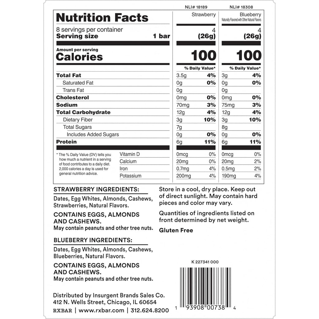 RXBAR Minis Protein Bars, Gluten Free Variety Pack, 7.3oz Box (8 Bars) N50287