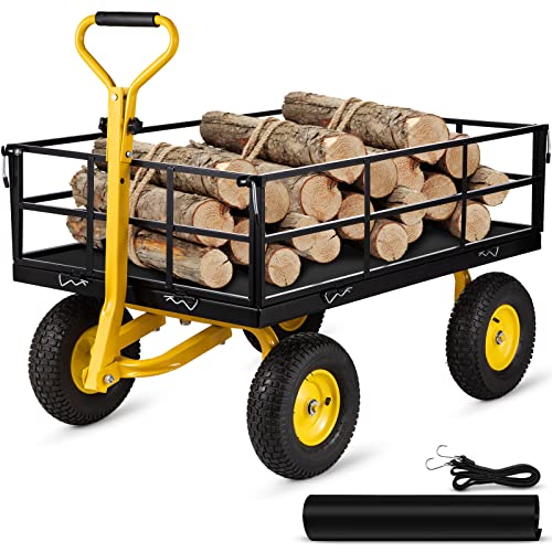 VEVOR 900 Lbs Heavy Duty Steel Garden Cart with 10" Tires and Removable Sides J262