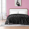 Betsey Johnson Pretty Floral Black Ultra Soft Plush Twin Blanket