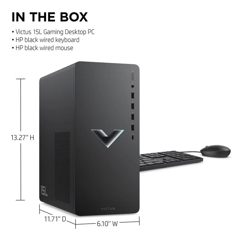 HP Victus 15L Gaming Desktop PC, AMD Ryzen 5600G, 16GB RAM, 512GB SSD, RX6400, Win 11 Home R340