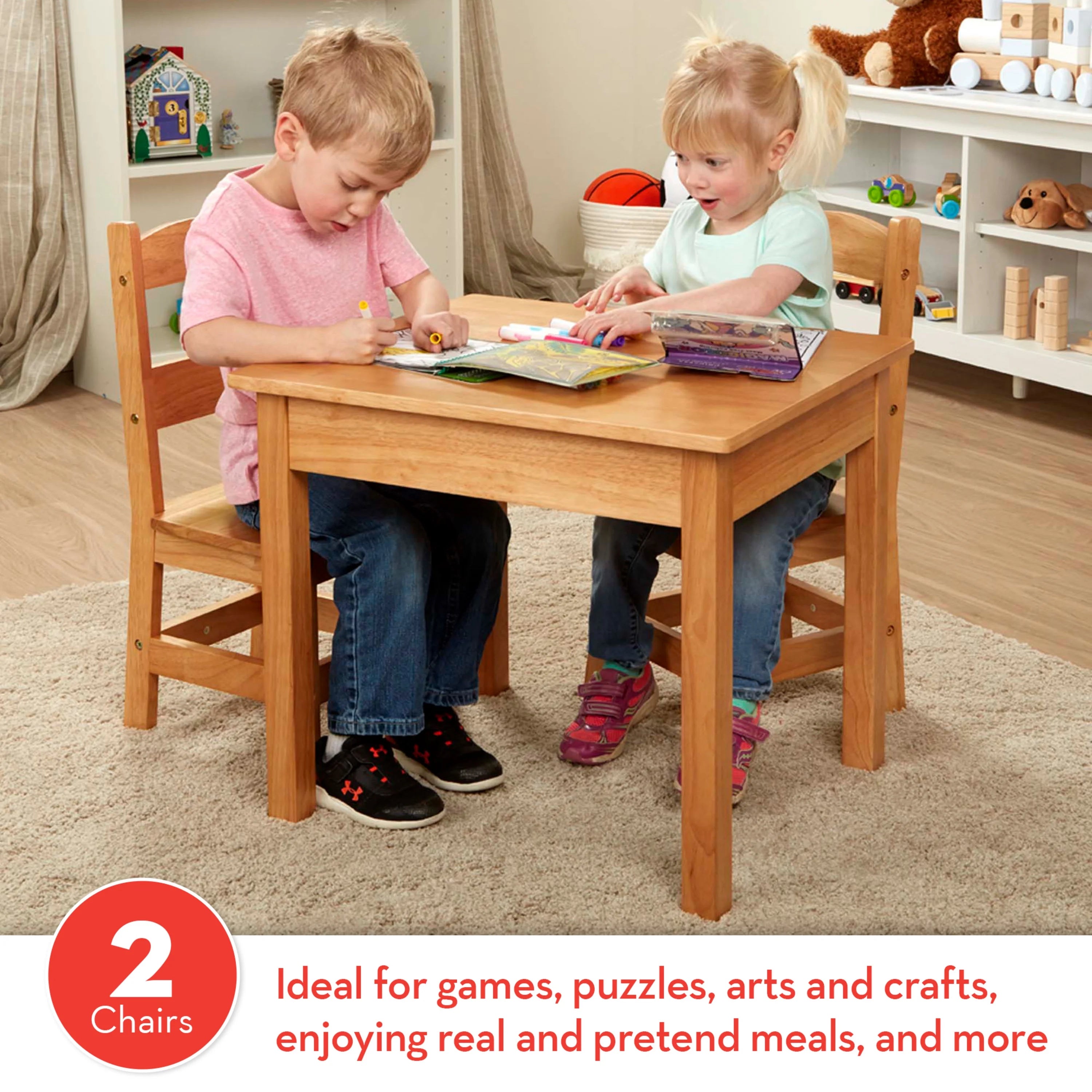Melissa & Doug Solid Wood Table and 2 Chairs Set J690422