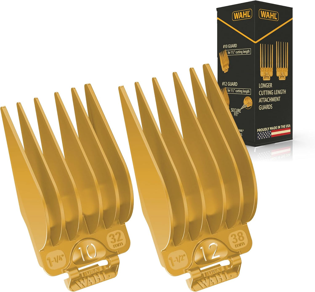 Wahl Hair Clipper Genuine Secure Fit Attachment Guard Set for Long Hair Styles and Fades, 2 Full Size Hair Clipper Guide Combs for Increased Cutting Performance - Model 3025025
