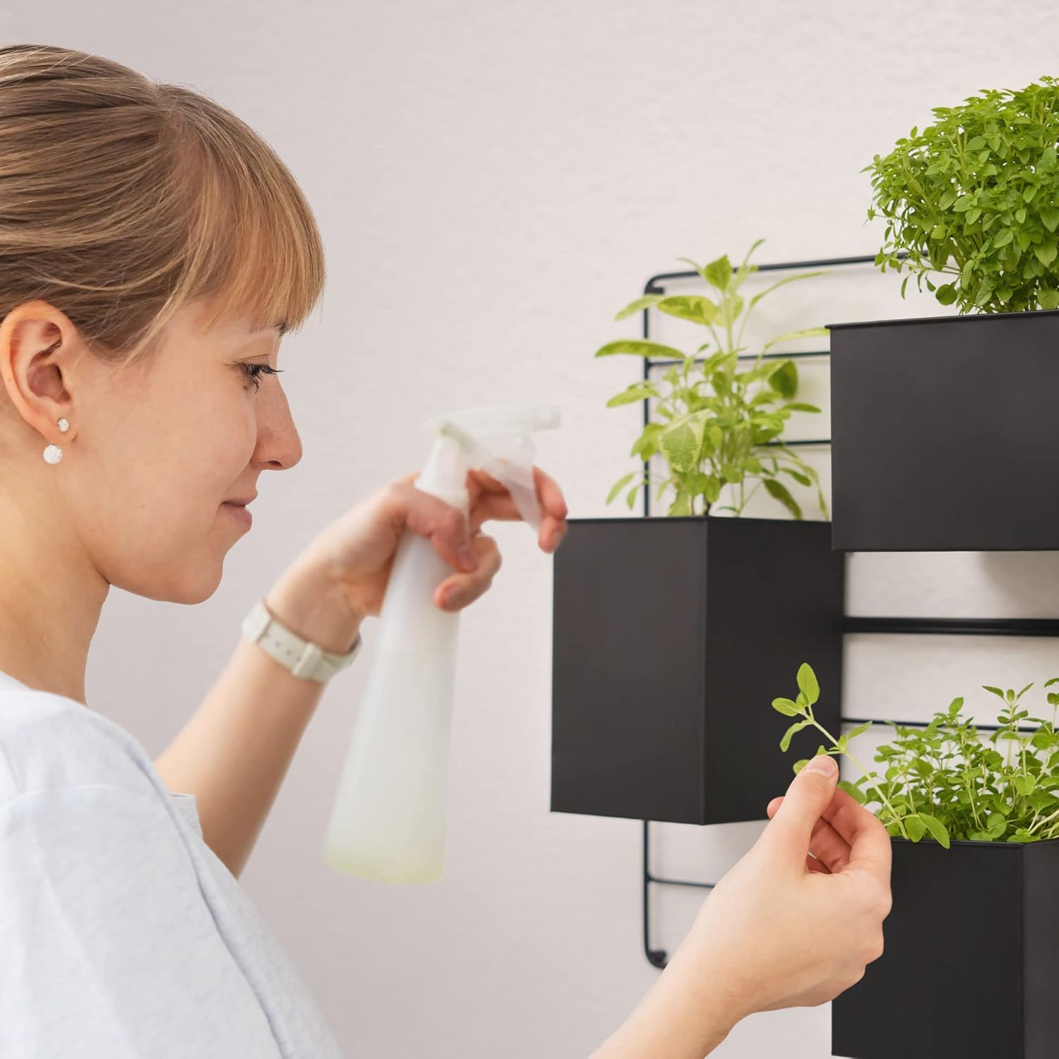 KASSELL Vertical Garden Wall Planter, Wall Mounted, All Metal Black H82295