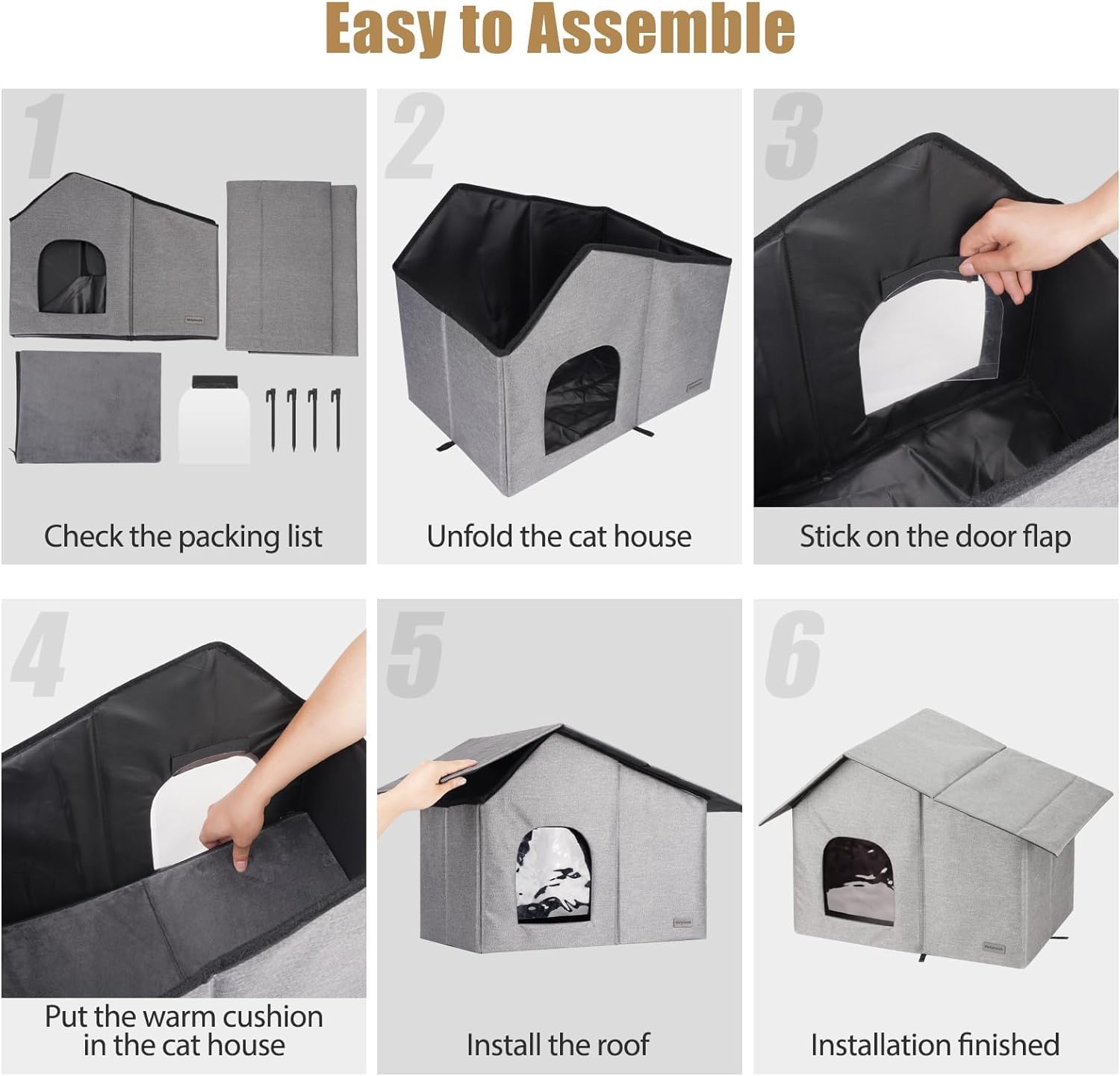 Outdoor Cat House Weatherproof Collapsible Shelter with Soft Warm Mat P9742